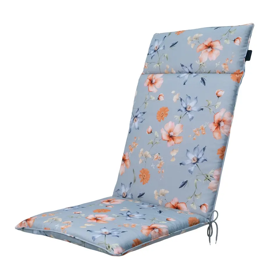 Madison - Tuinstoelkussen Hoge Rug Florina blue - Ca. 120x50 cm - Set van 4