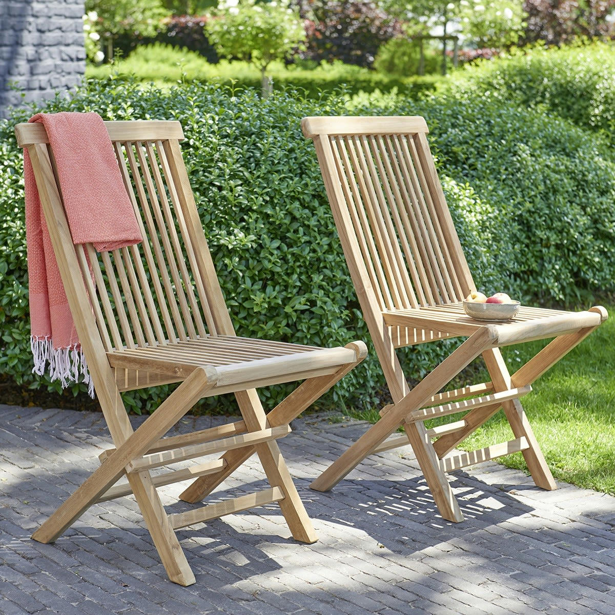 MIDLAND - 2 chaises de jardin en teck massif pliantes
