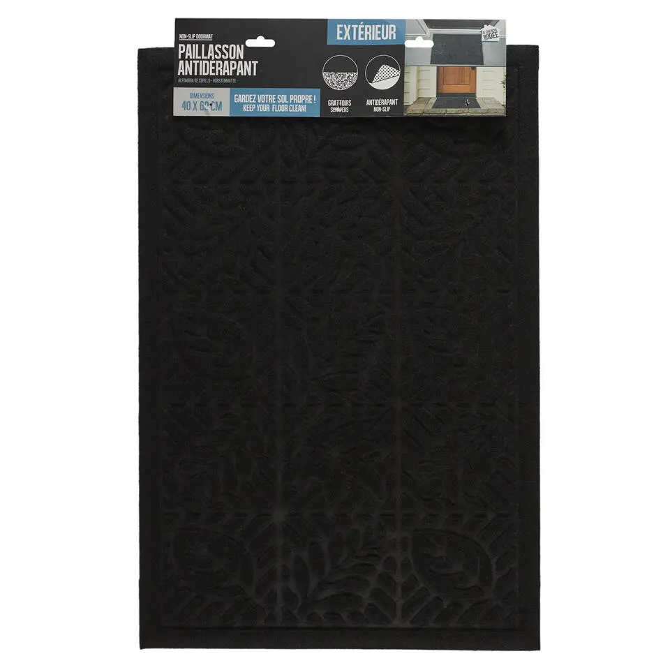 Home deco factory Deurmat - anti slip - zwart - 40 x 60 cm
