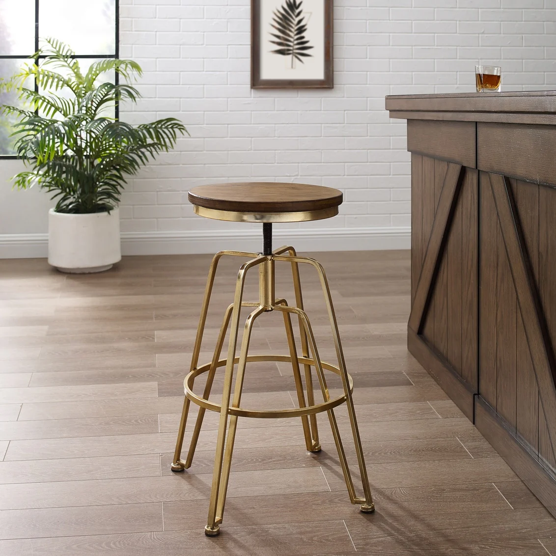 Aimes Wood and Metal 25-29 Inch Adjustable Stool