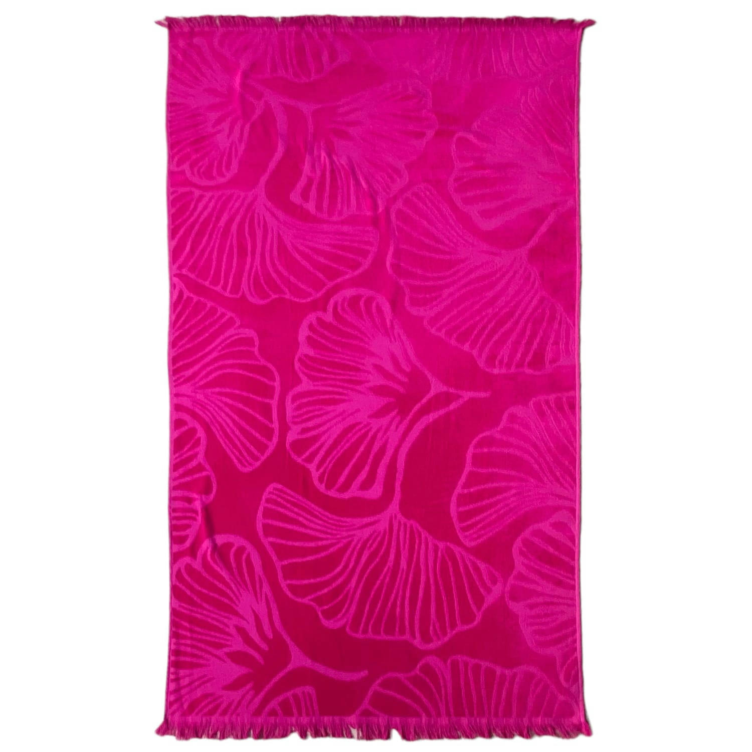 ÉPONGE VELOURS UNIE AVEC MOTIFS CISELÉS - Serviette de plage éponge velours  ciselée Manzanillo 90x170 fuschia