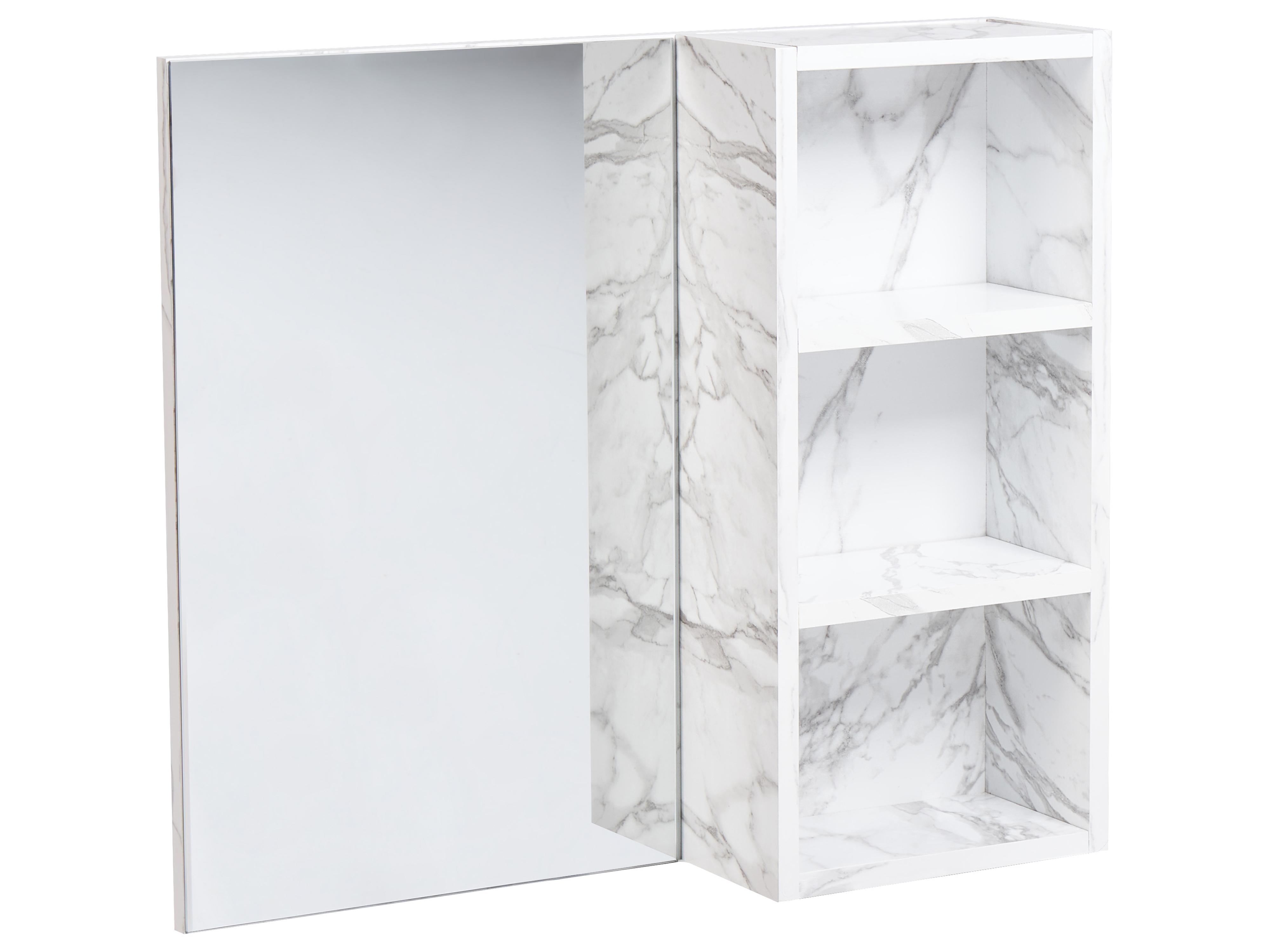Bathroom Wall Mounted Mirror Cabinet JOINVILLE 60 cm 54 cm White Marble