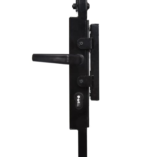 NNEVL Fence Gate with Arched Top and 2 Posts 105x204 cm Black