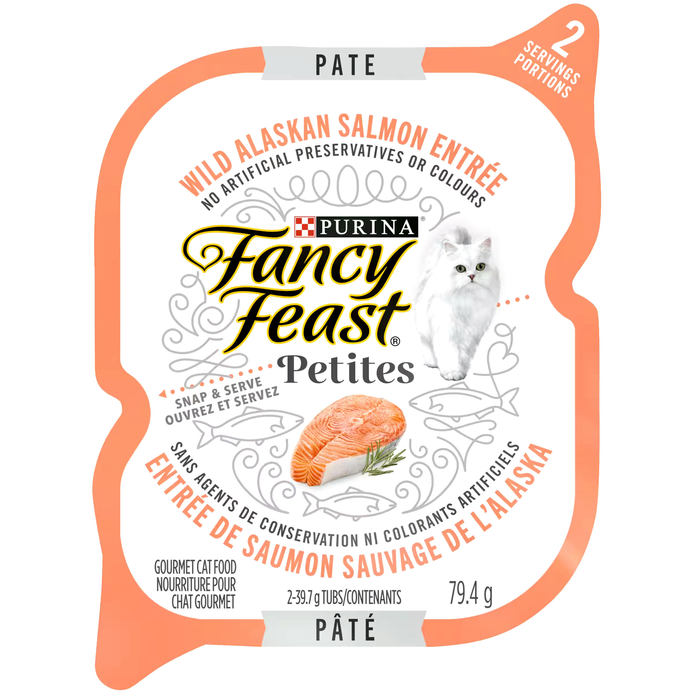 Purina Fancy Feast Petites Wet Pate Cat Food, Wild Alaskan Salmon Flavour, 74.9-g