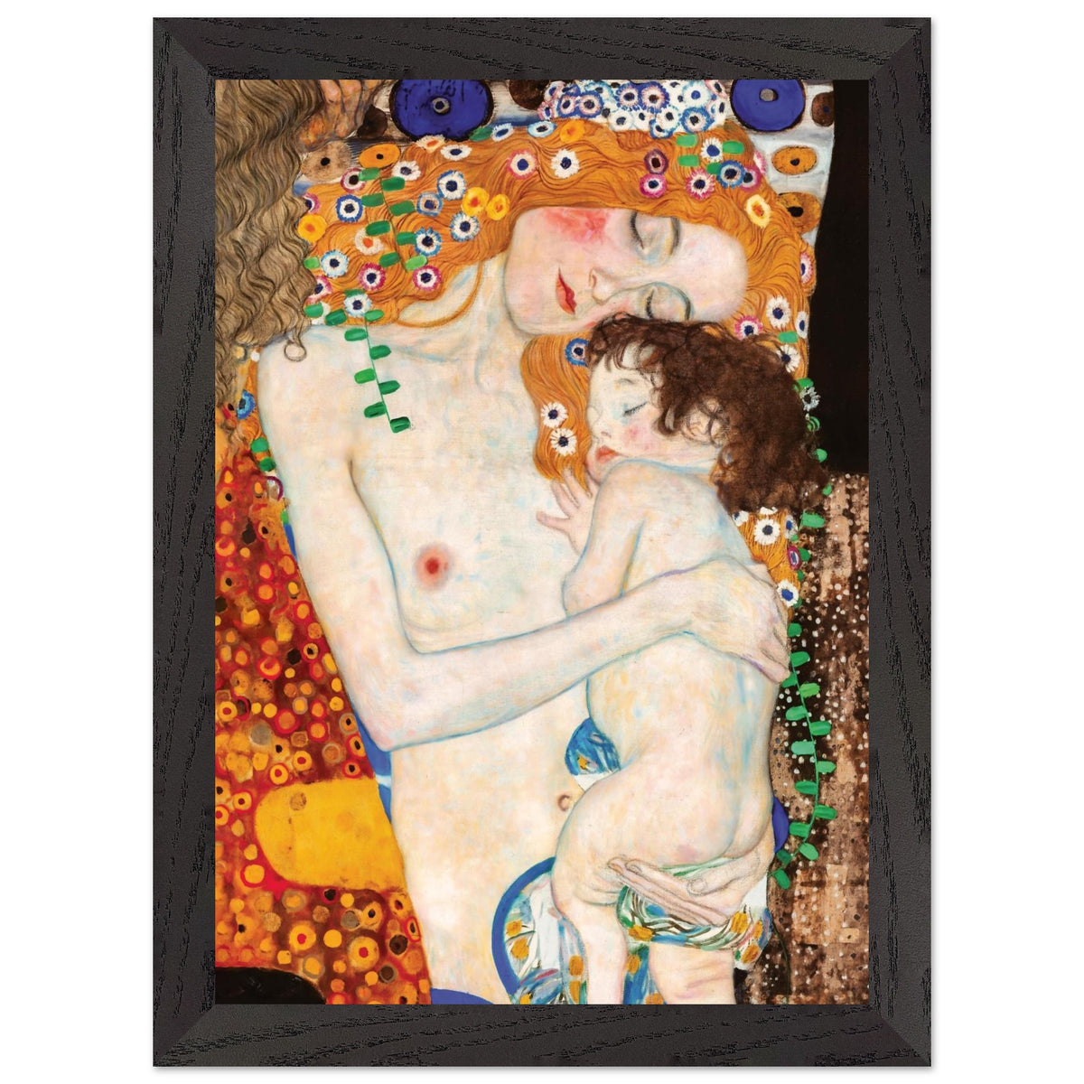 Artfulprints Poster met Lijst Gustav Klimt - The three ages of the woman  - A4 21x29.7 cm - Meerkleurig