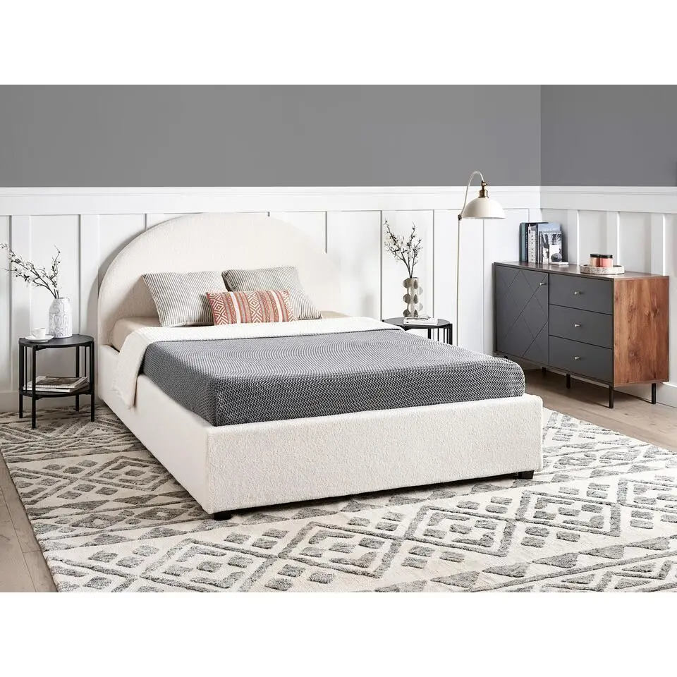 VAUCLUSE - Bed met opbergruimte - Gebroken wit - 140 x 200 cm - Boucl&eacute;