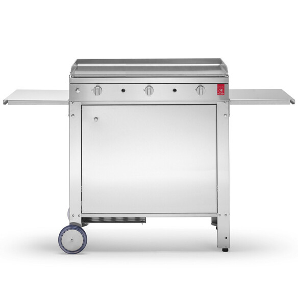 Pack plancha gaz Chef 80 lisse   chariot fermé inox   capot - Planet