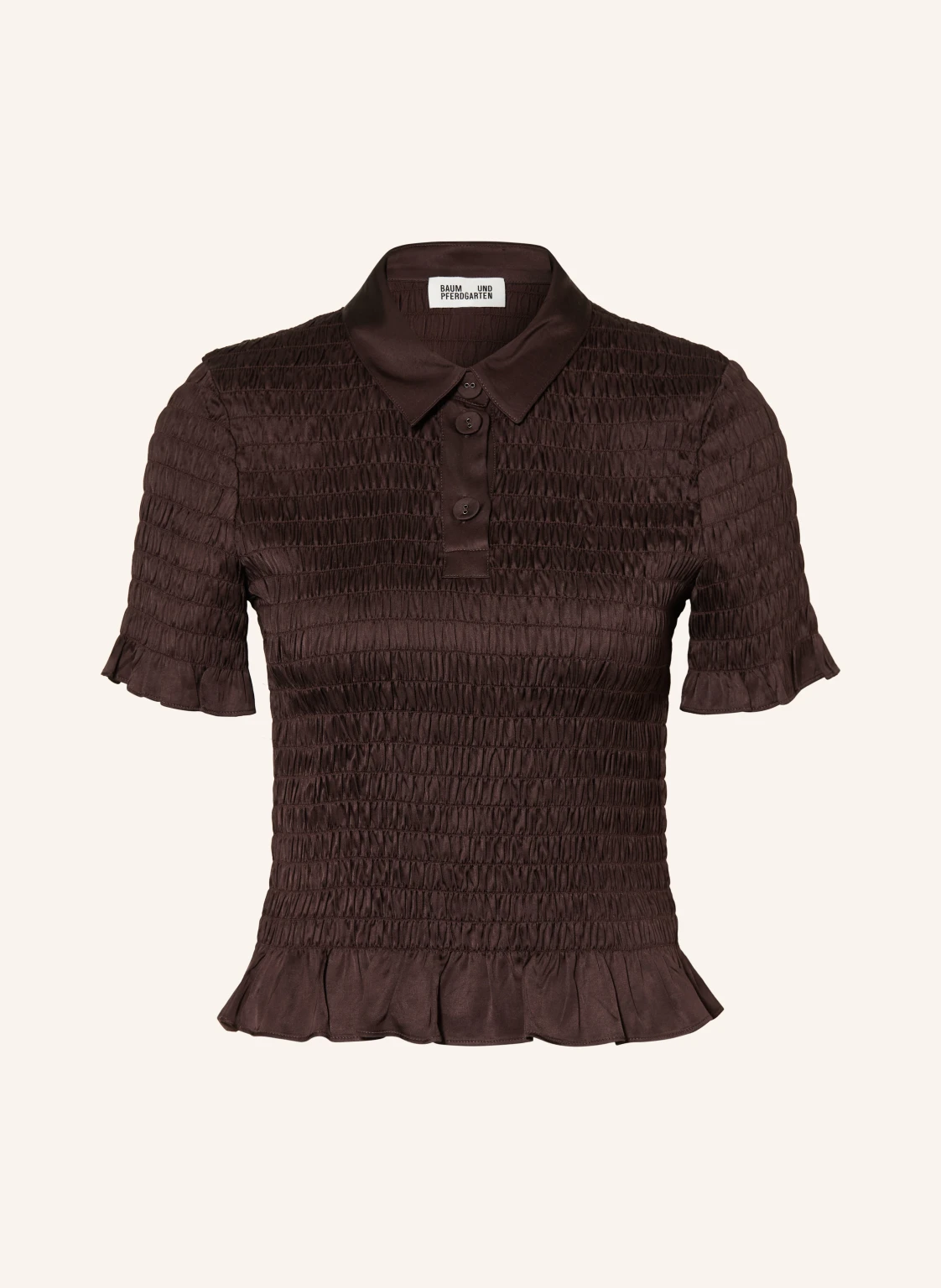 BAUM UND PFERDGARTEN Satin-Poloshirt MYKA mit Rüschen
