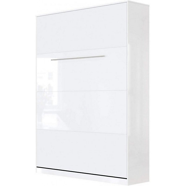 Lit escamotable  2 Placards Vertical 140x200 (80x2)cm Lit Mural Standard Blanc-Blanc brillant