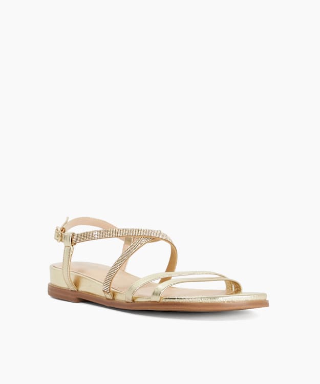 Lexia Gold - Flat Strappy Sandals