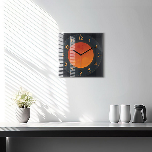 Horloge murale Wallfluent 30x30 cm Aiguilles noires Lune pleine 1 pcs