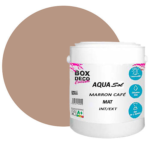 Marron Café Peinture Sol exterieur/interieur acrylique haute resistance aspect mat Aqua Sol Marron cafe - 5Kg