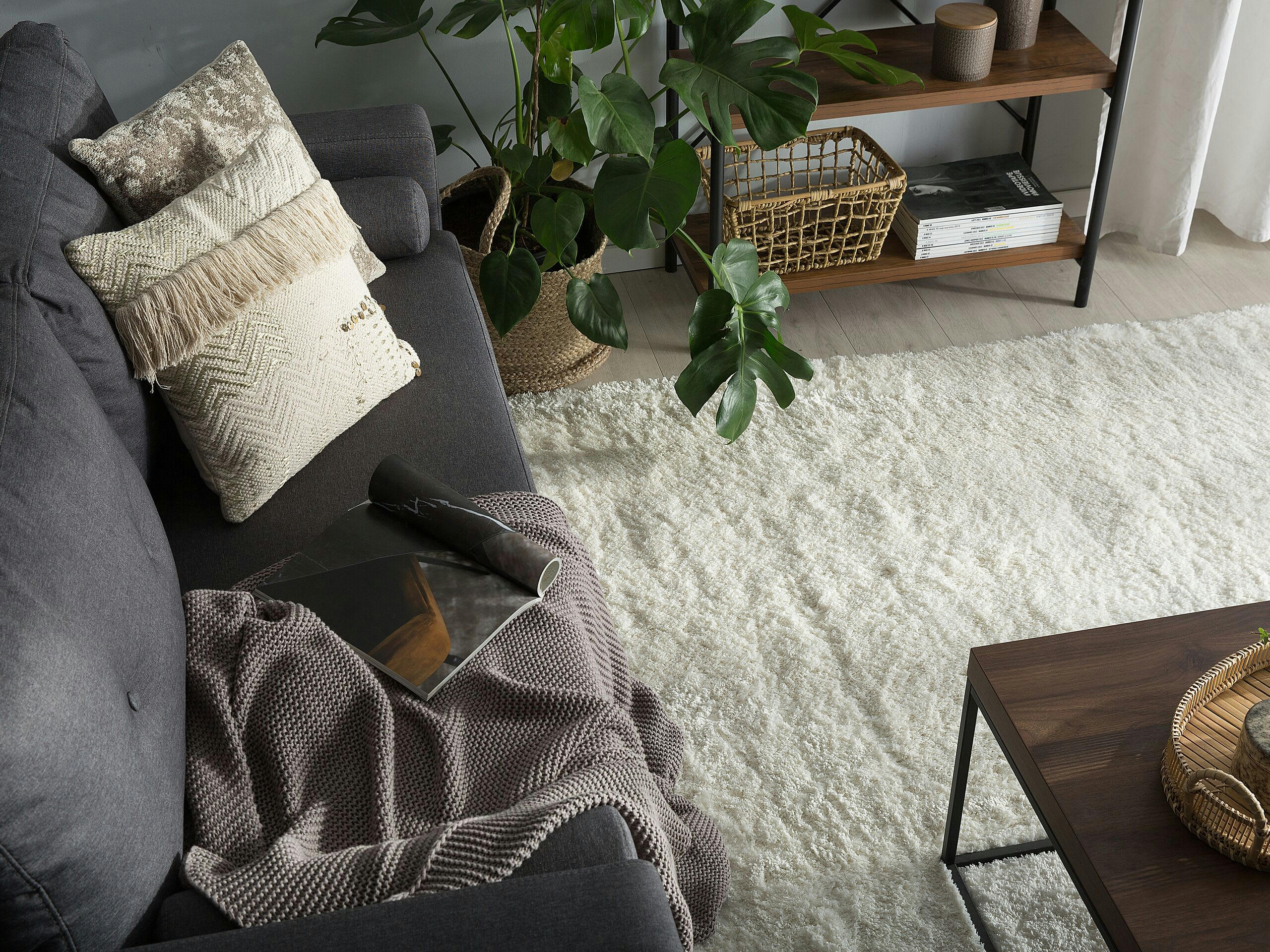 EVREN - Tapis en tissu blanc 200x140cm