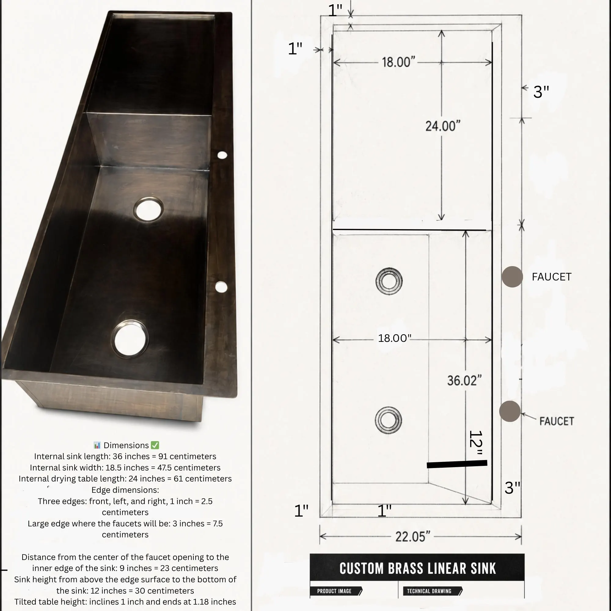 Luxury Handcrafted Brass Kitchen Sink with Integrated Drain Board – Fully Customizable Design