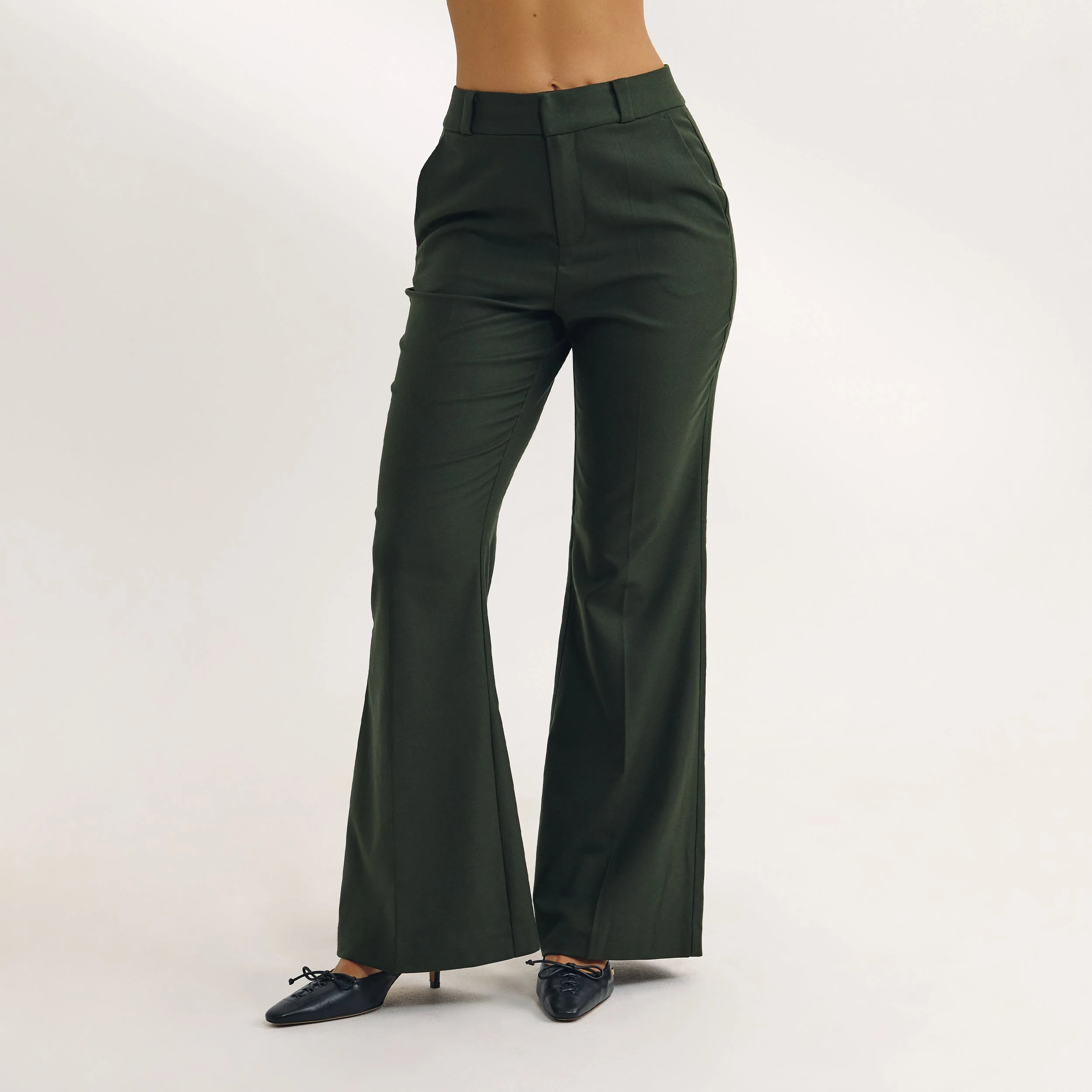 Flared Trousers - Dark Green