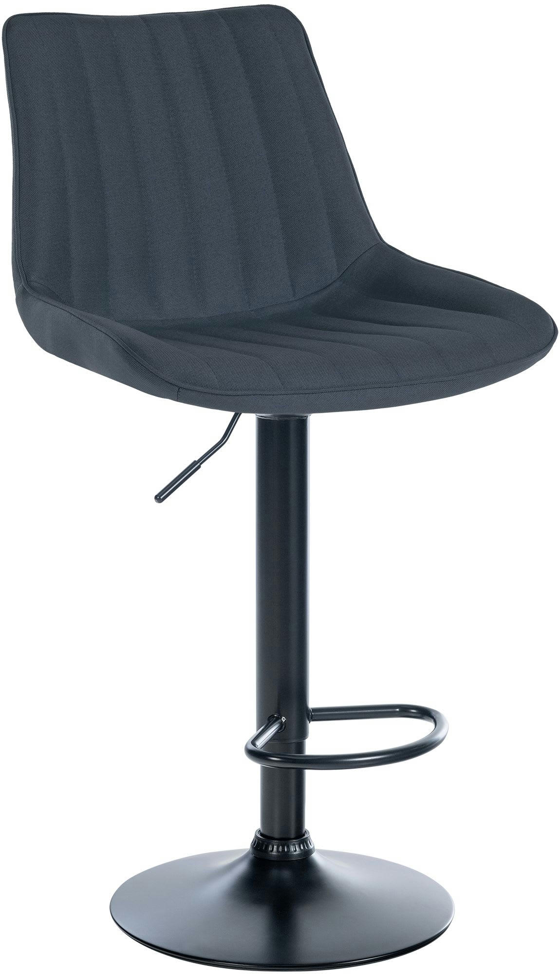 TONI - Tabouret de bar en tissu ajustable pivotant tissu Gris foncé