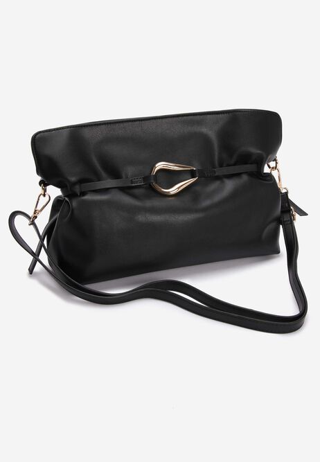 Womens Black Belted Shoulder Bag