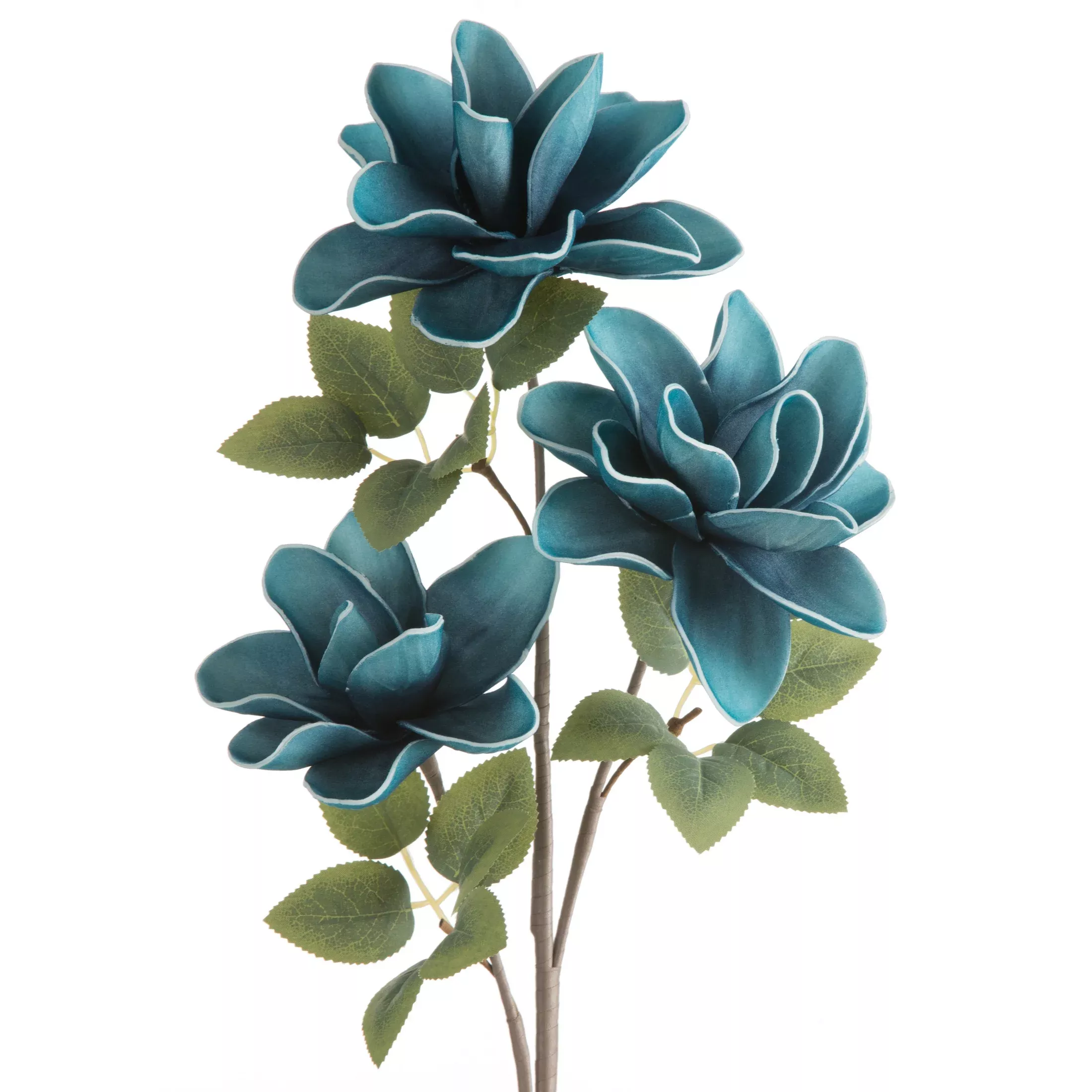 Kwiat sztuczny magnolii niebieski z plastycznej pianki foamirian 68 cm