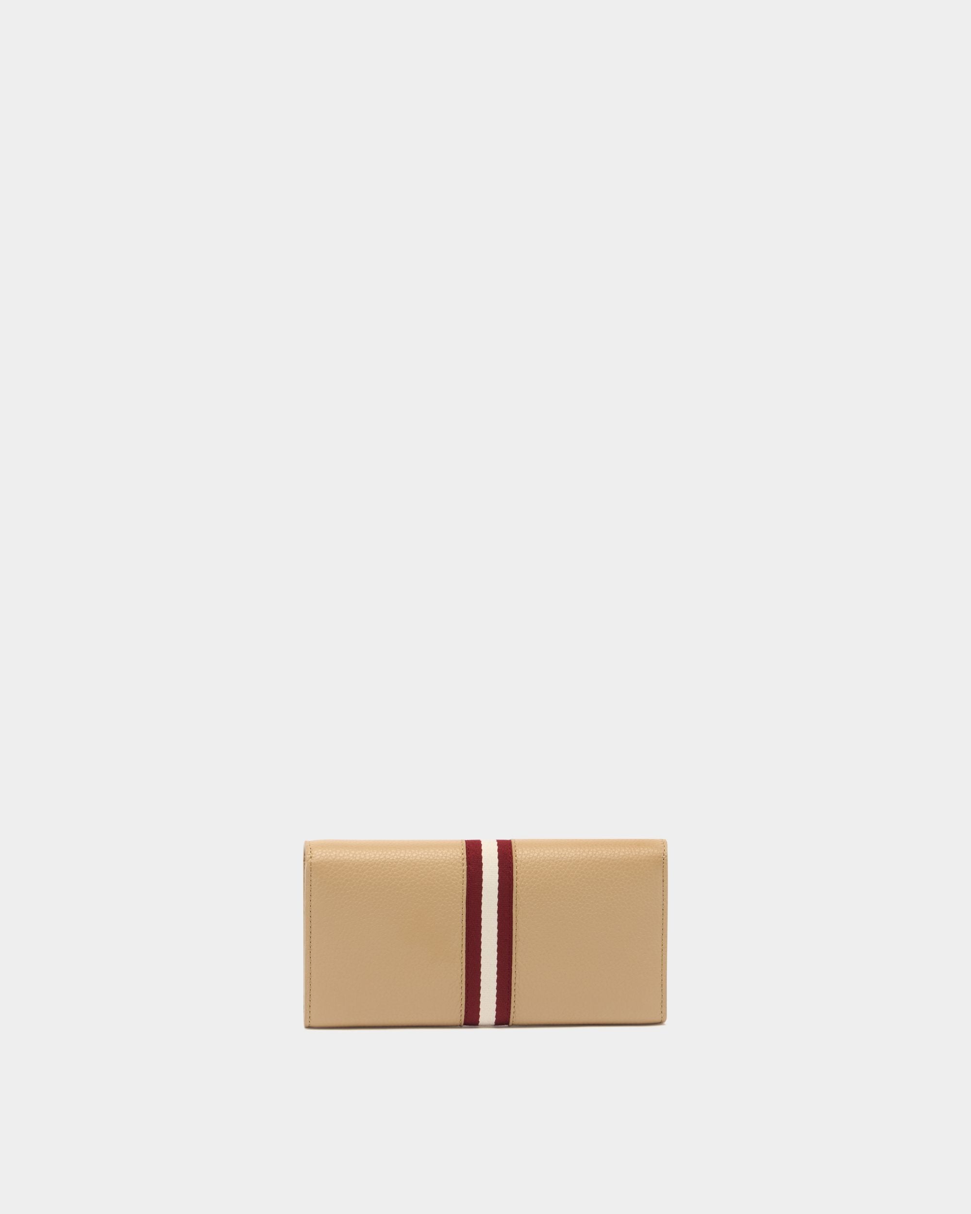 Lange Geldbörse Hera aus genarbtem Leder in Hellbeige mit Bally-Ribbon