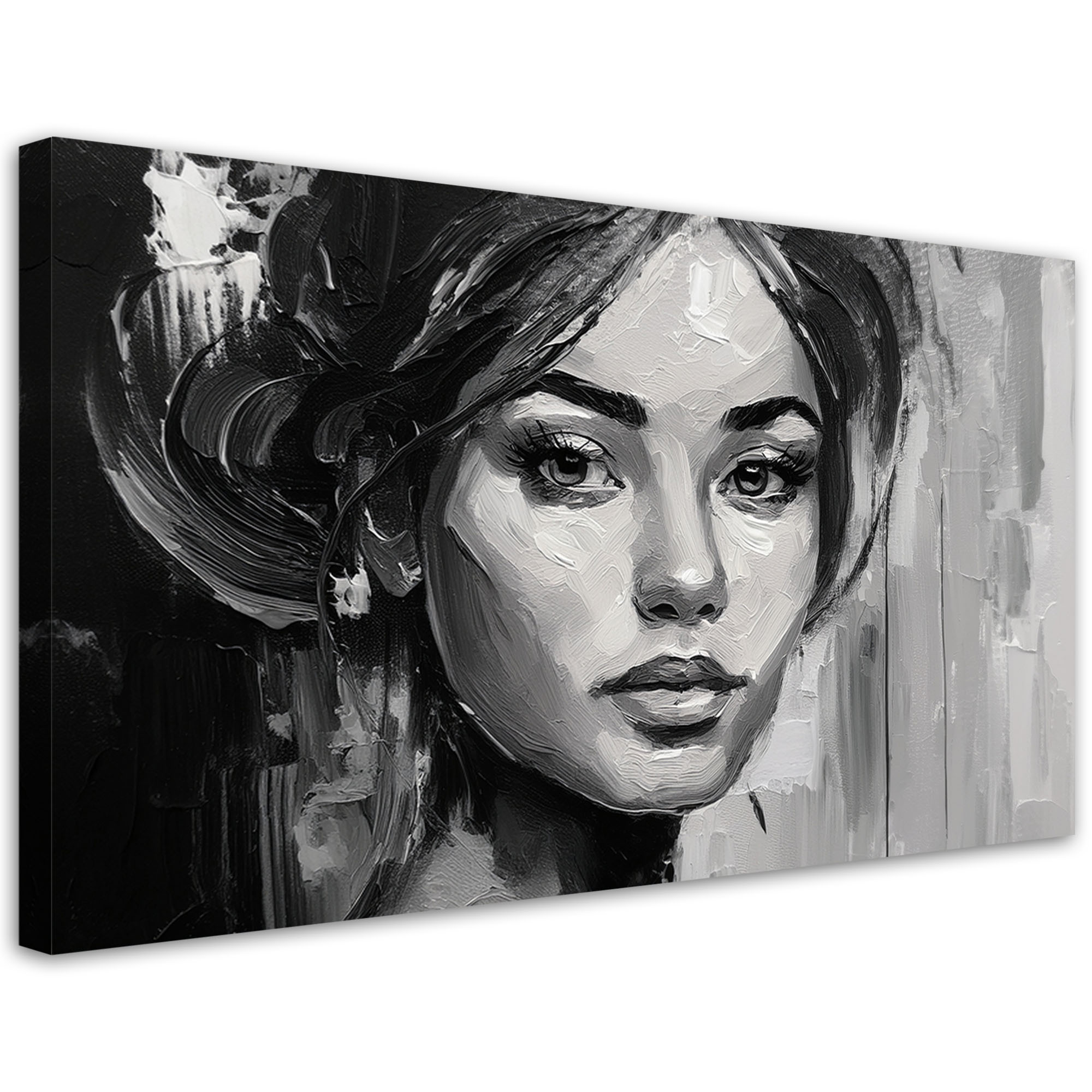 Feeby Obraz do salonu, Portret Kobieta Czarno Biały 80x40