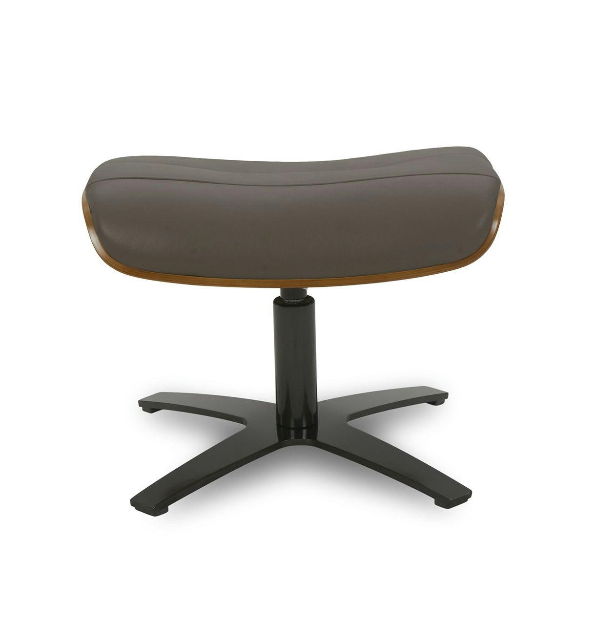 VÉGA - Pouf en Cuir et Chêne Naturel - Cuir Anthracite