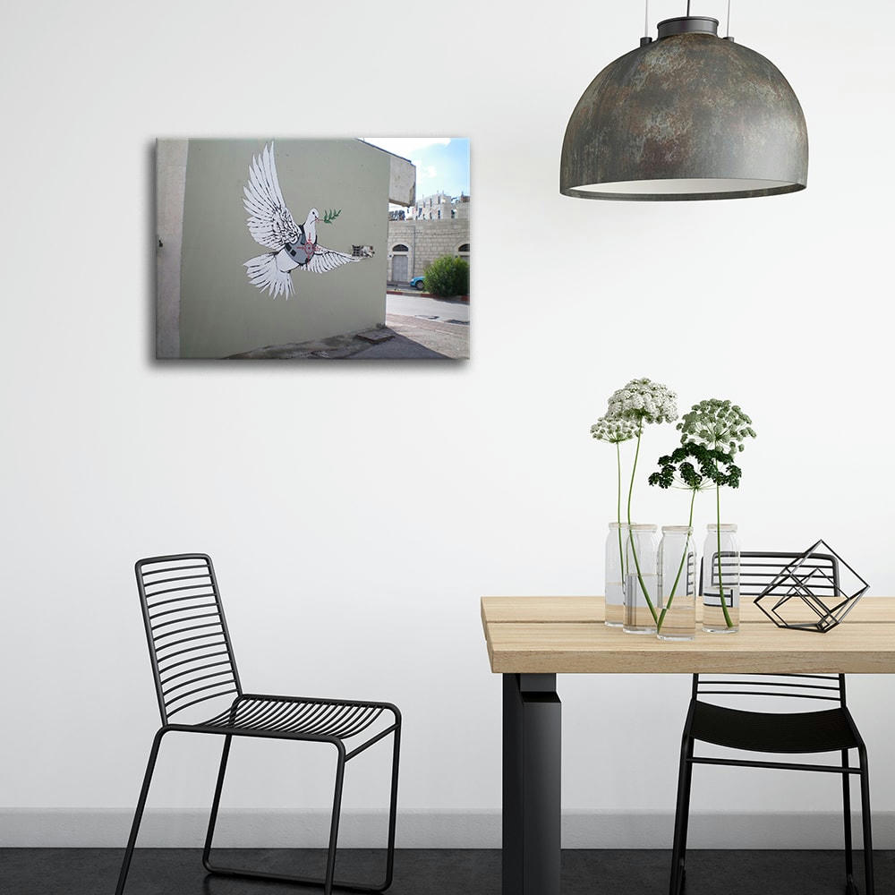 - Tableau colombe de la Paix blindée Banksy 50x70cm