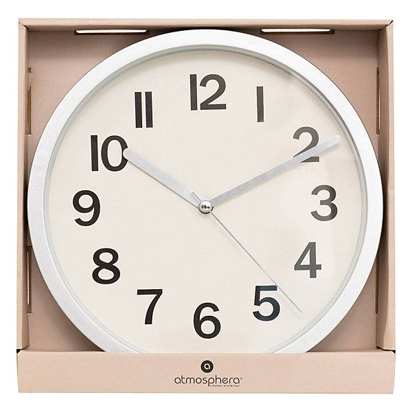 Horloge en plastique - D22 cm - Gris- Atmosphera