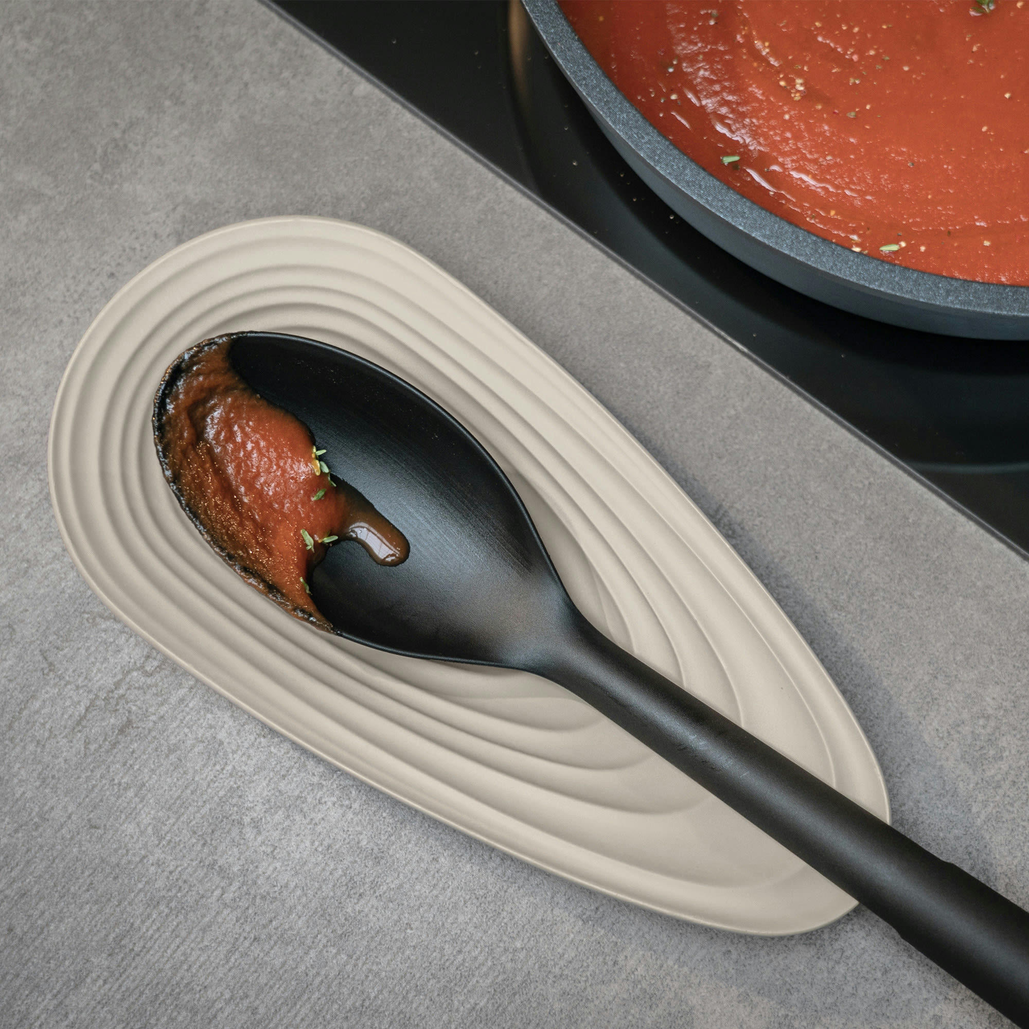 ECO-KITCHEN - Repose-cuillère en plastique recyclé blanc 25 cm