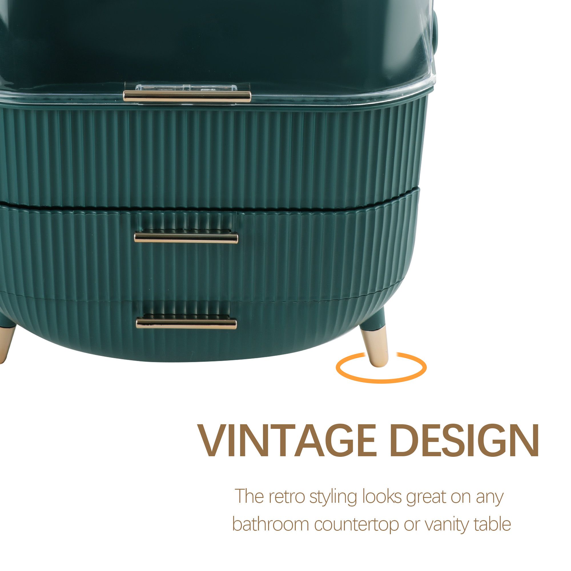Alivio Portable Round Desktop Makeup Organizer with 2 Drawers