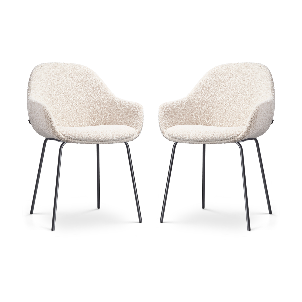 Nolon Nora-Mae Eetkamerstoelen Set van 2 - Bouclé Beige - Zwarte Poten