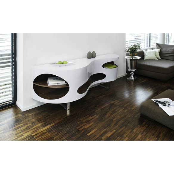 Sideboard, weiss/walnussfarben, Mitteldichte Faserplatte (MDF)/metall