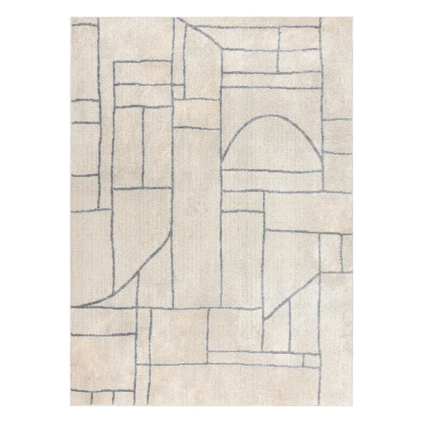 Dywan FUSION 0806 krem / jasny szary - Geometryczny, 80x150 cm