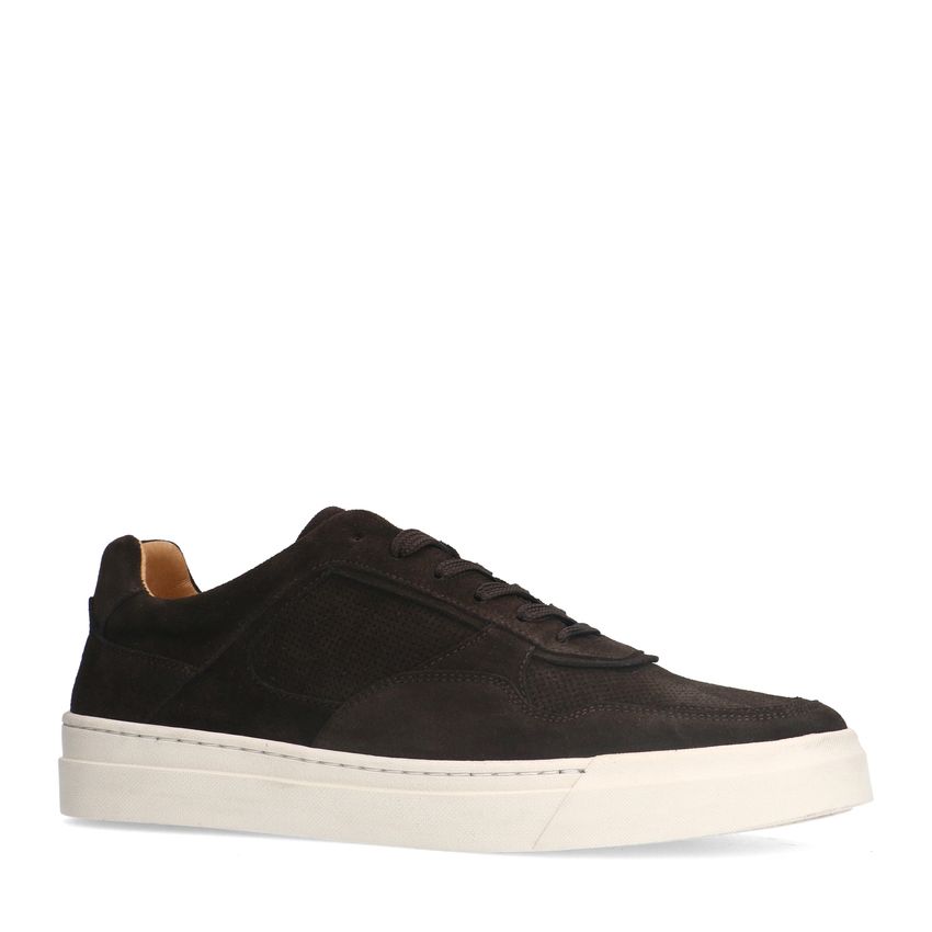 Manfield Donker bruine suède sneakers