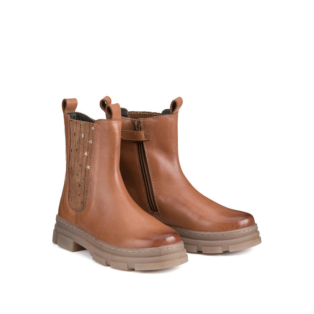 Bottines zippées en cuir