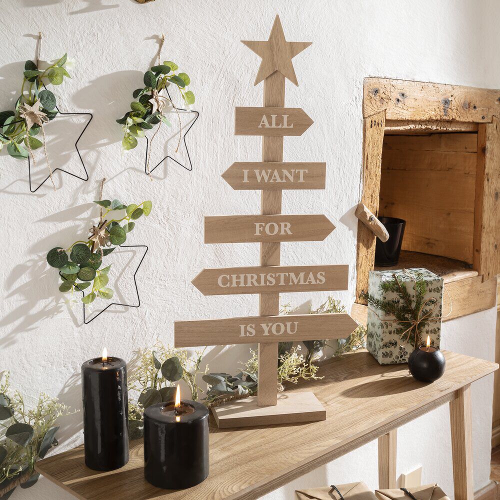 Sapin de No&euml;l à poser en bois