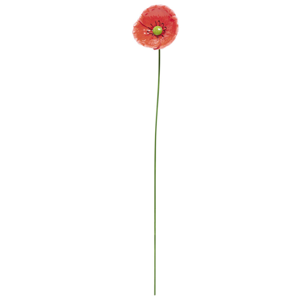 Fleur métal à planter coquelicot rouge H70cm