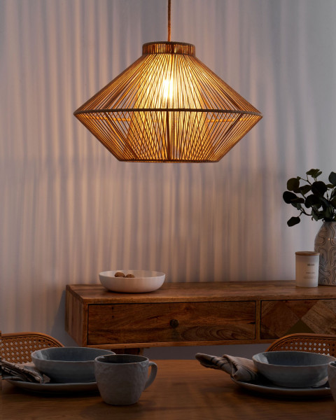 Lampa wisząca bawełniany klosz naturalny wygląd