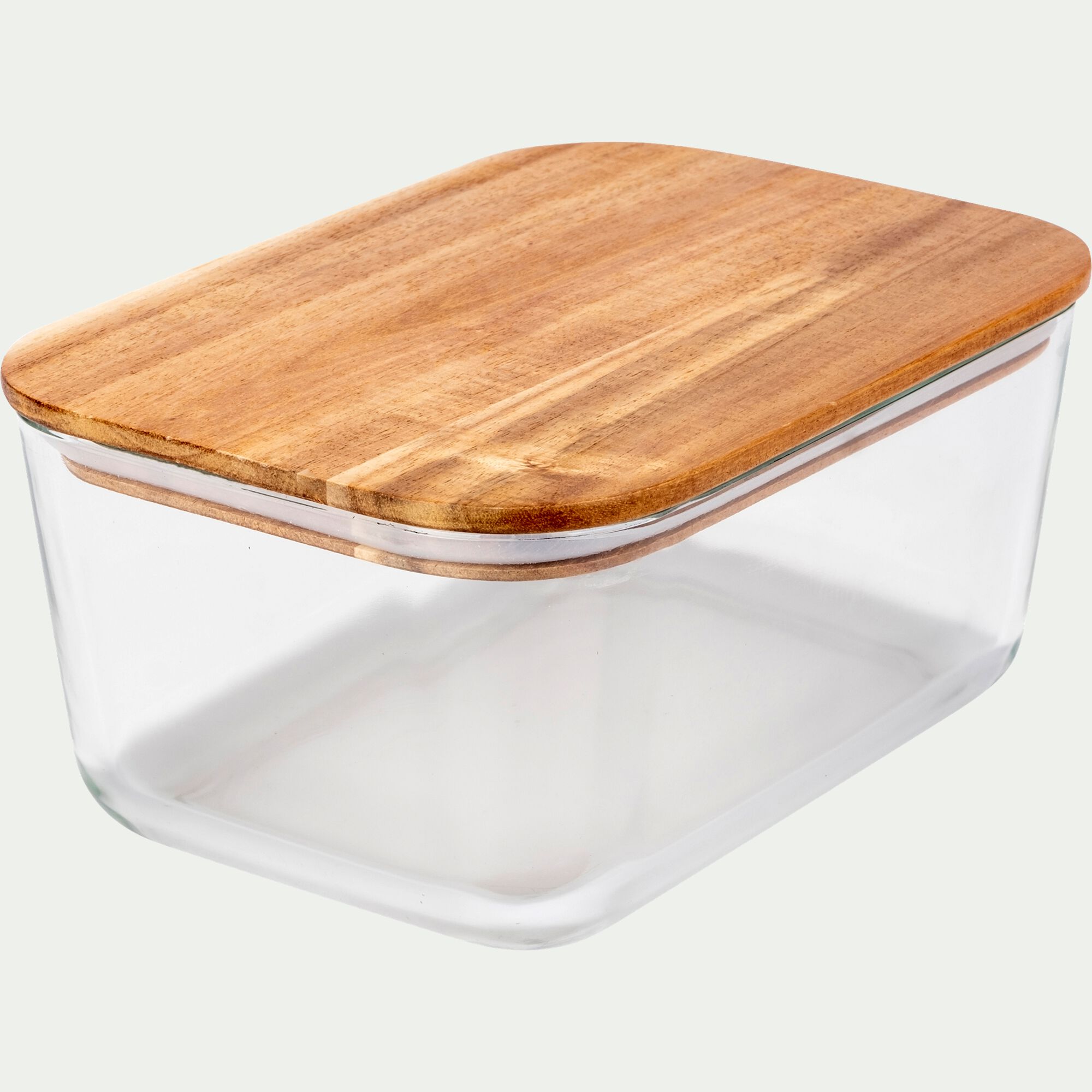 SAPAN - Boîte rectangulaire en verre couvercle en bois H9cm