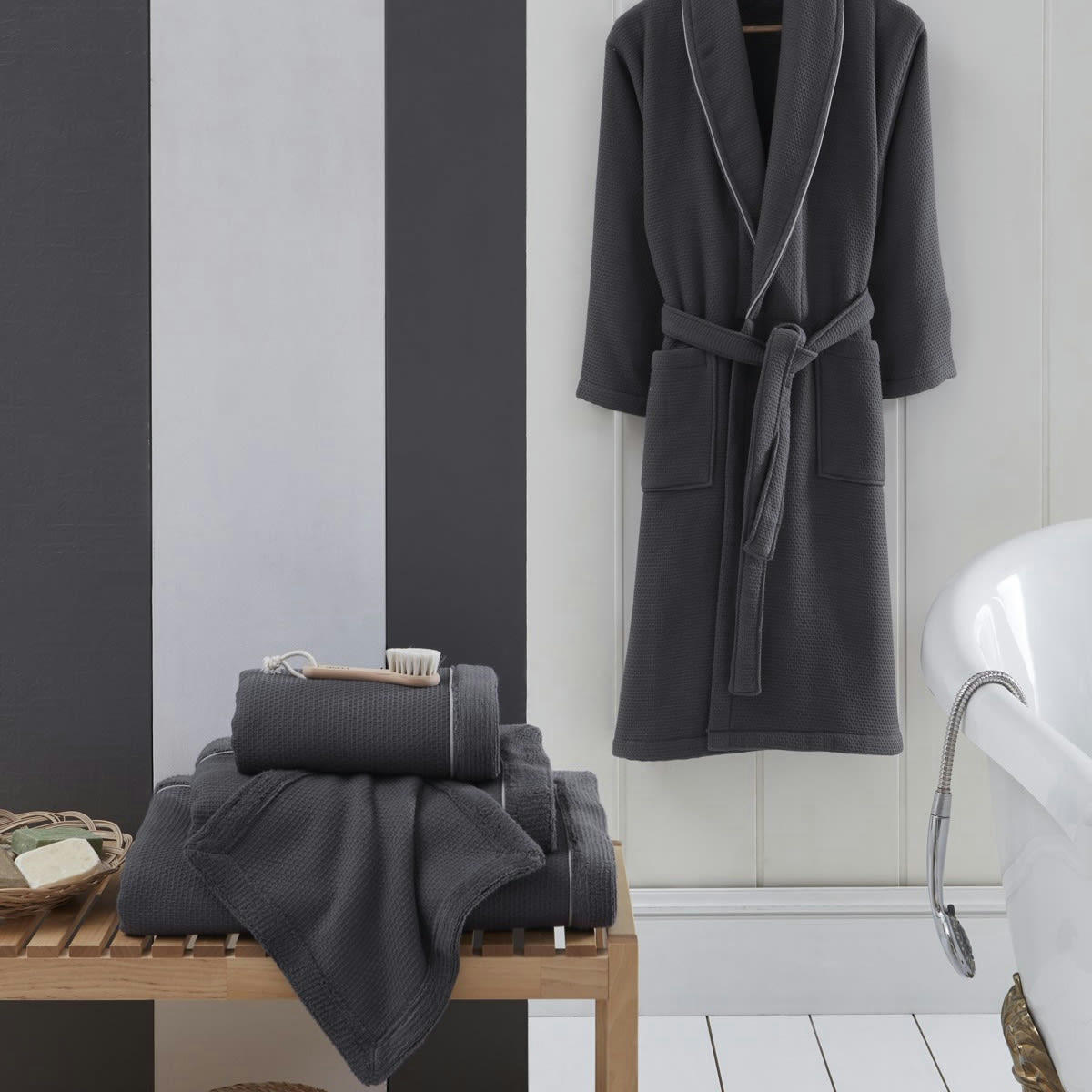 CAP FERRET - Maxi drap de bain double face  ardoise  100x180 cm