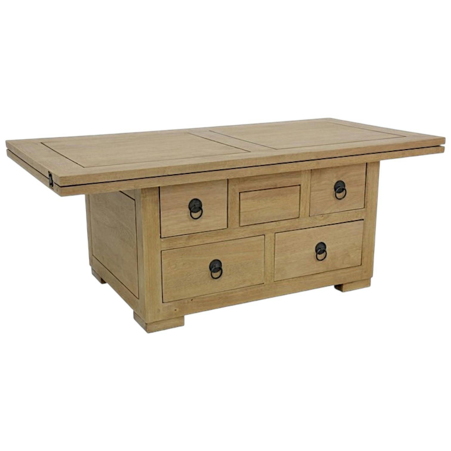 Table basse extensible hévéa massif 110cm MAORI