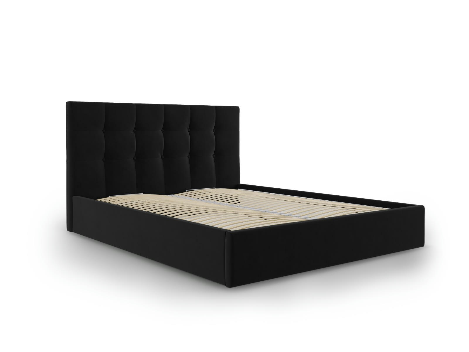 PHAEDRA - Lit coffre avec tête de lit 160x200 cm en velours noir