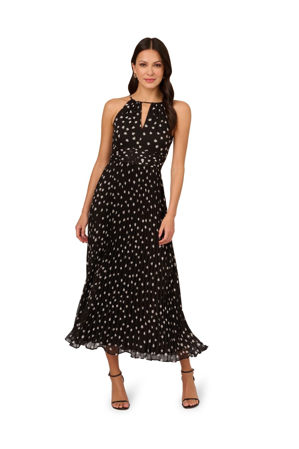 Adrianna Papell Print Pleat Ankle Dress