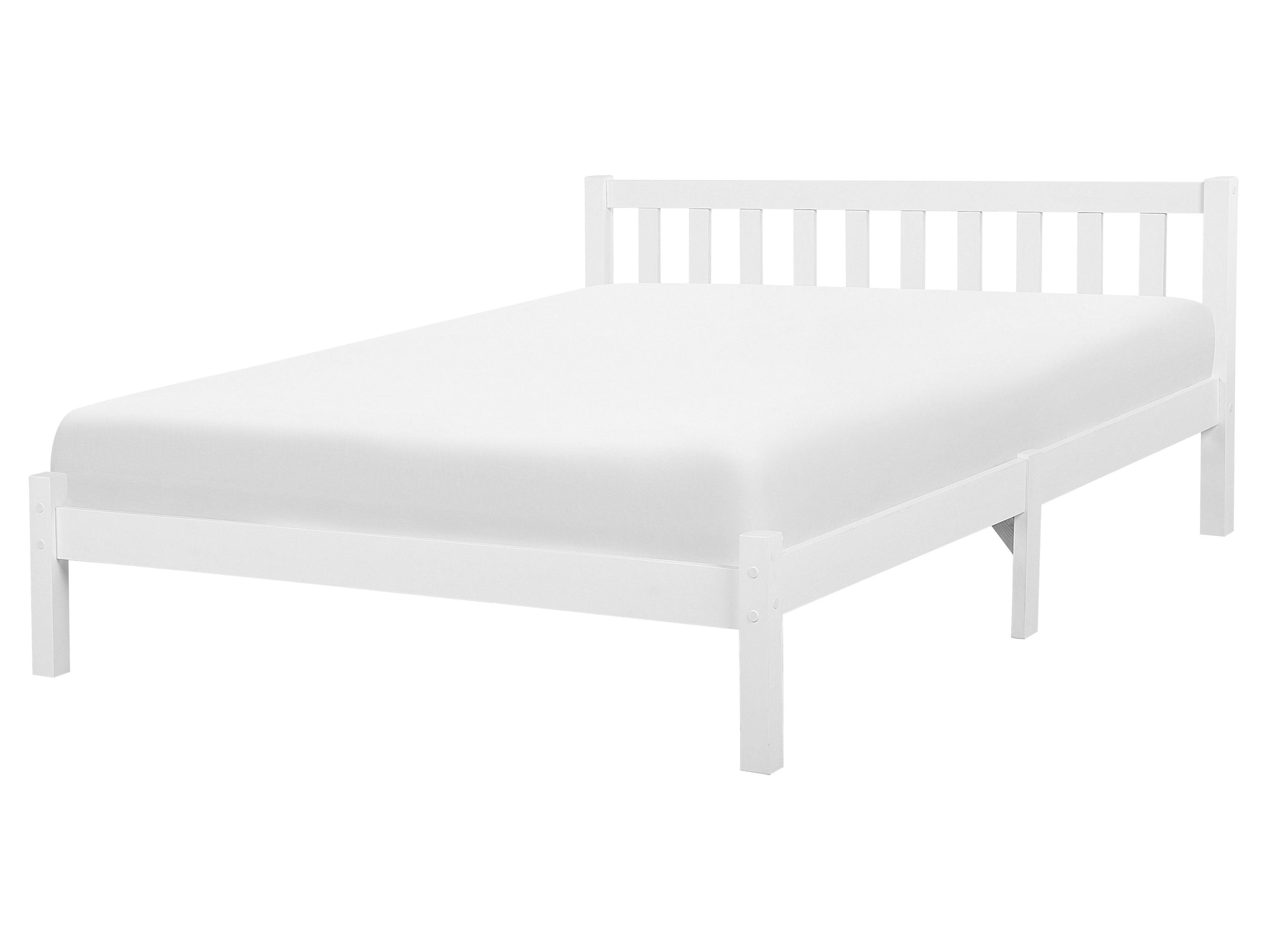 Bed Pine Wood FLORAC 140 x 200 cm (EU Double) White