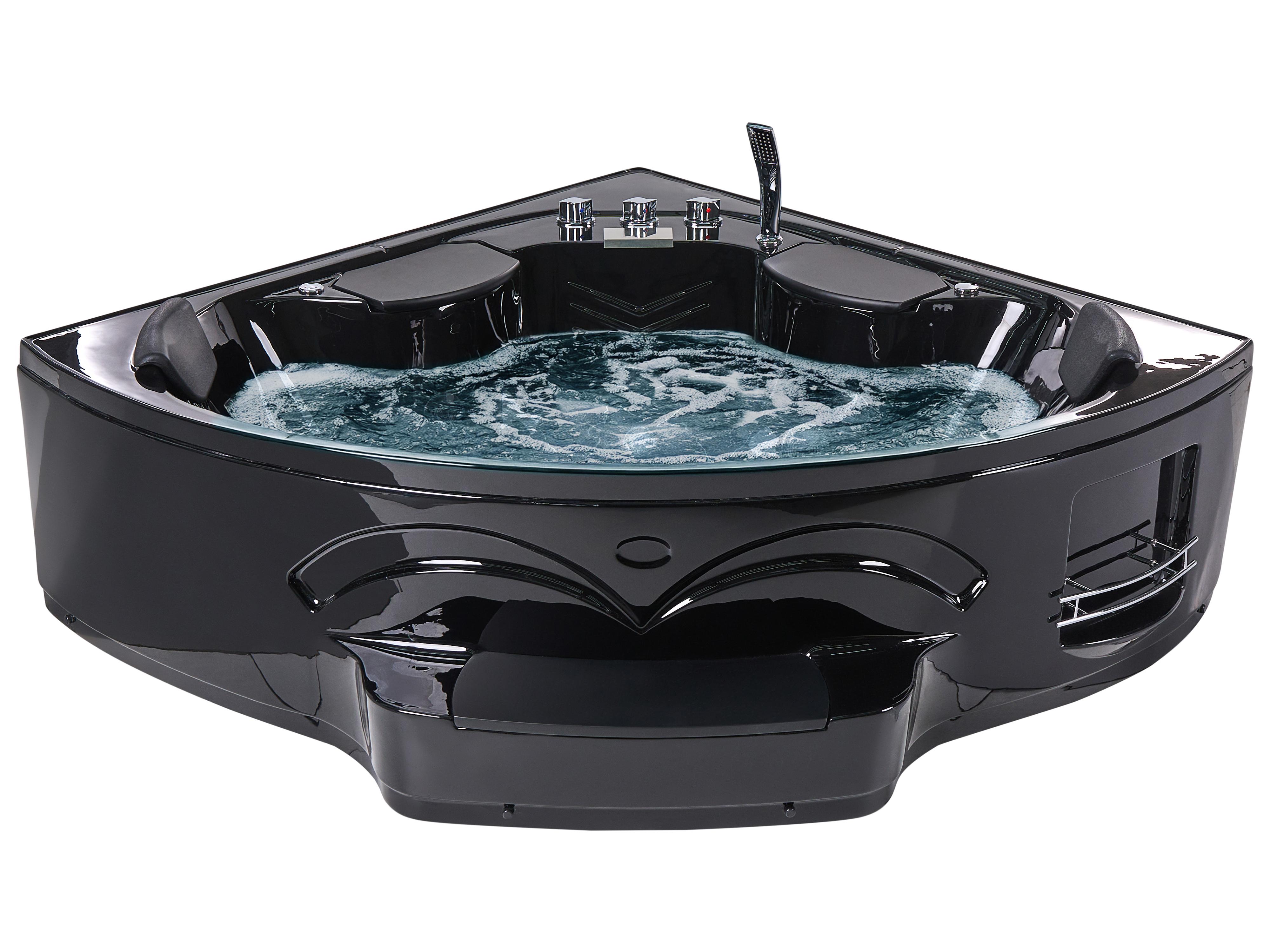 Corner Hot Tub with LED CUYABENO 2110 x 1500 mm Black