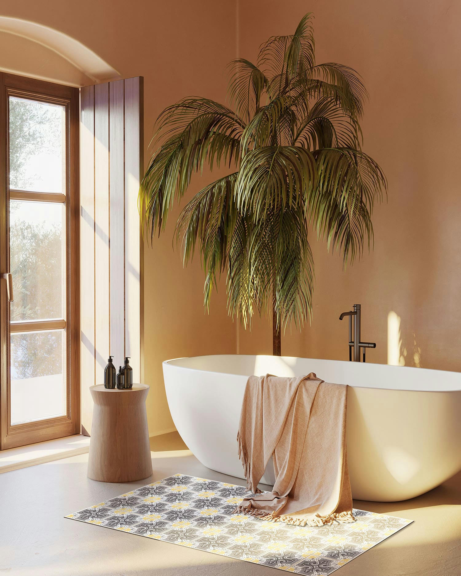 ALFOMBRAS AZULEJOS - Tapis vinyle carreaux ciments salamanque jaune 160x230cm