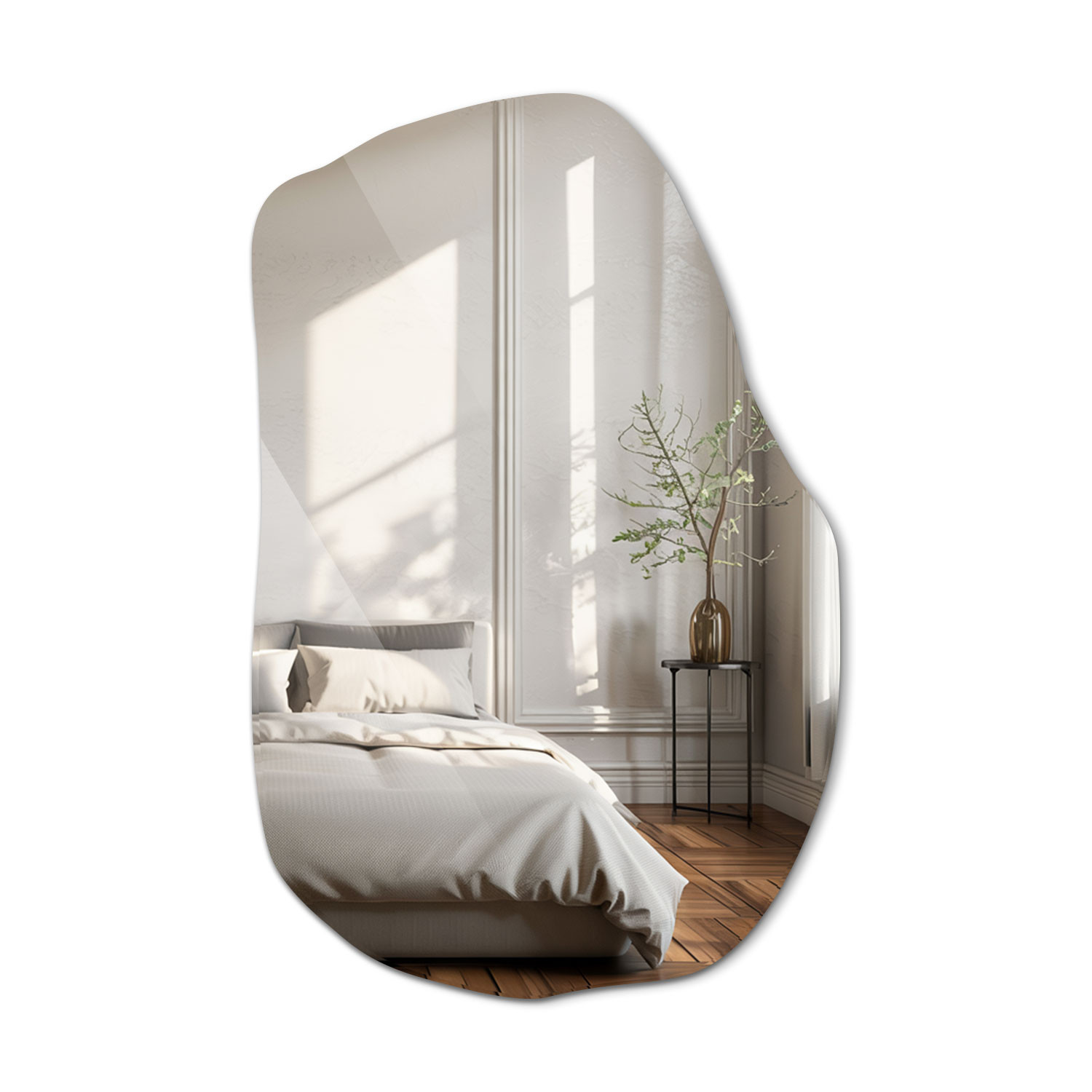 Lustro Dekoracyjne Ścienne o Asymetrycznym Kształcie – 70 cm x 45,5 cm