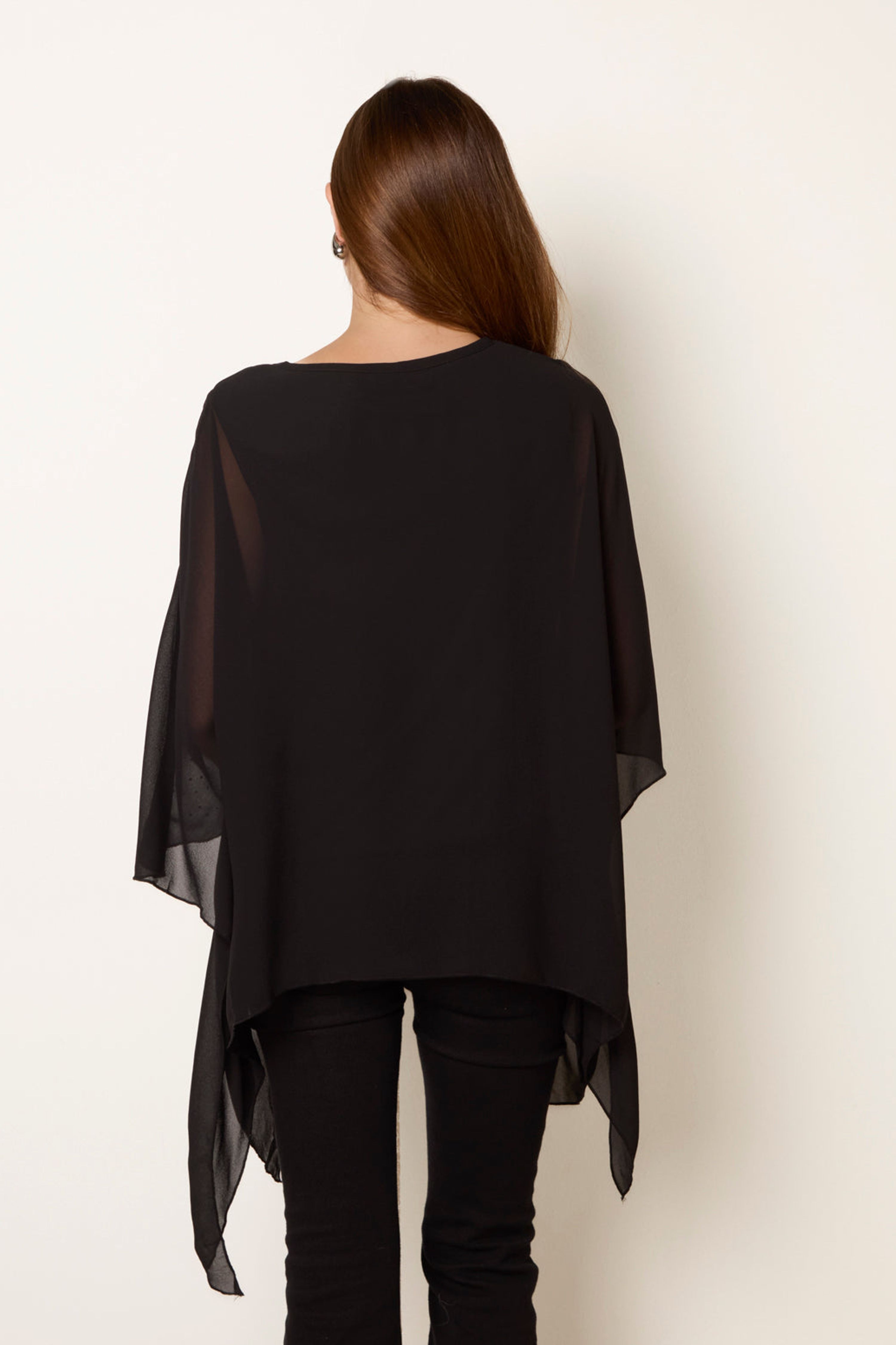Blue Vanilla Black Rhinestone Tunic Top