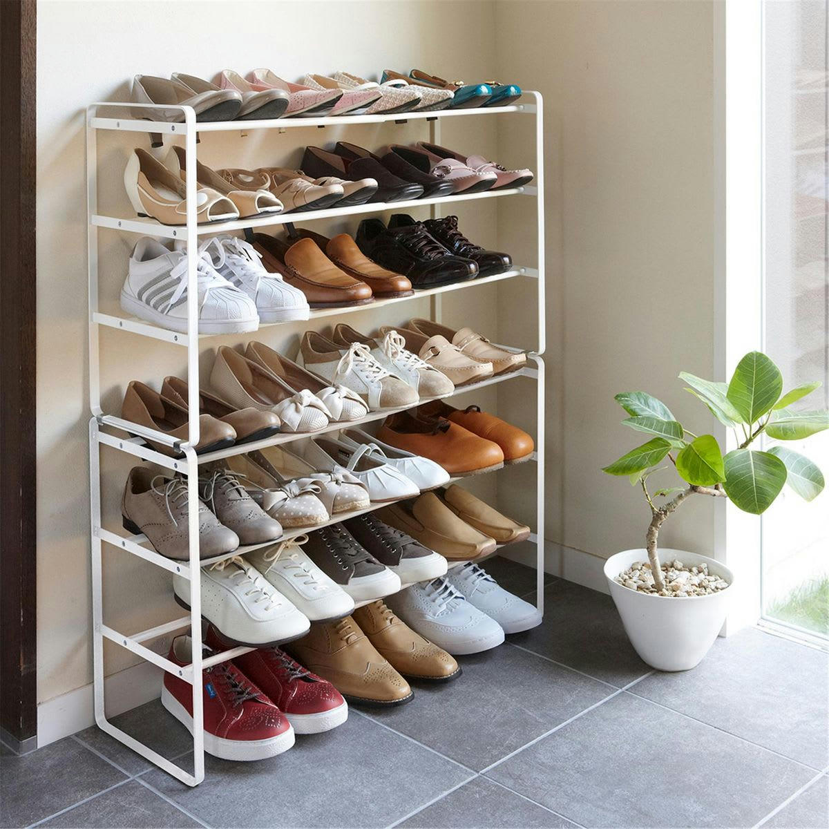 - Rangement à chaussures en acier blanc