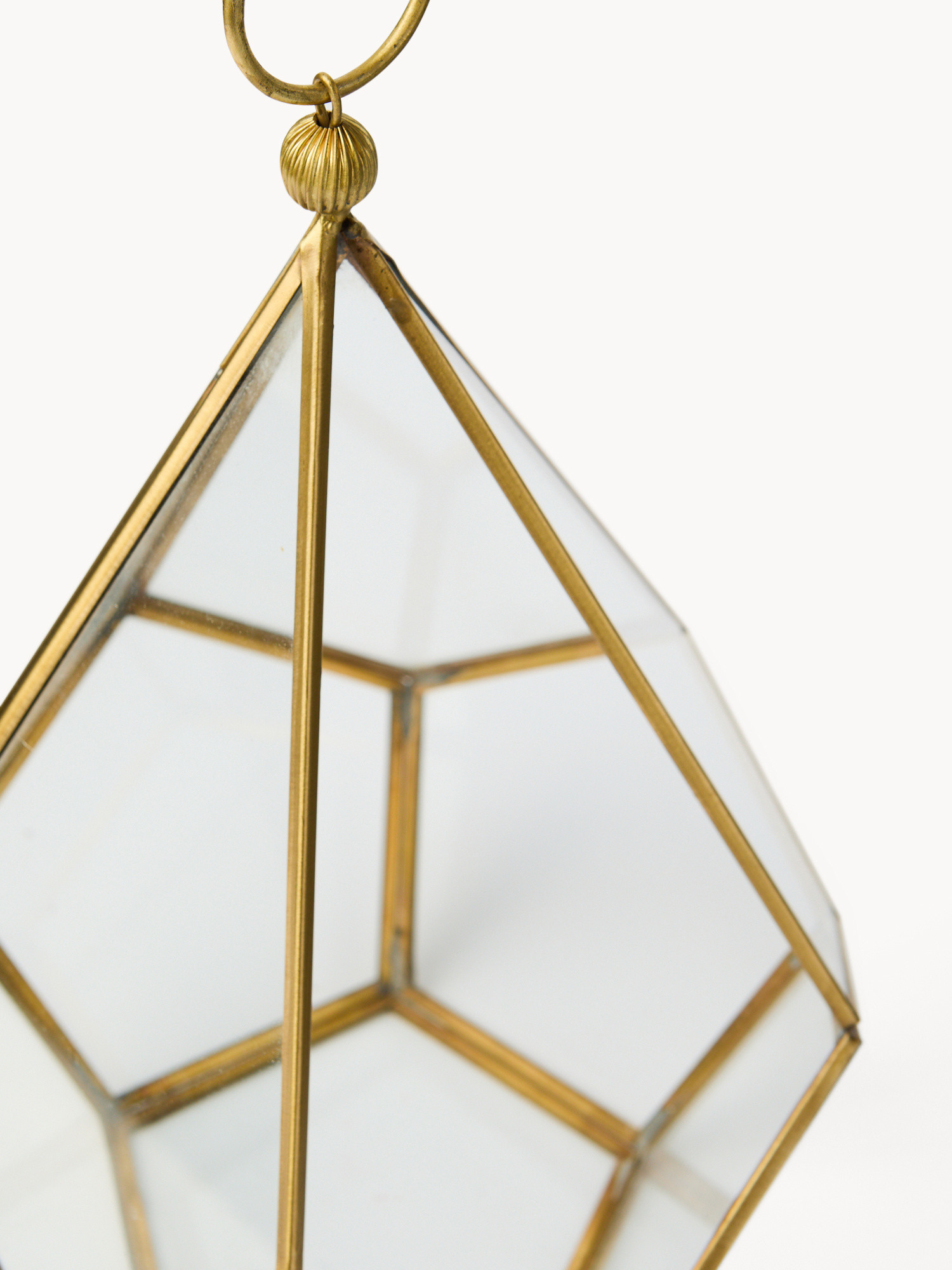 Lanterna in vetro con finitura dorata