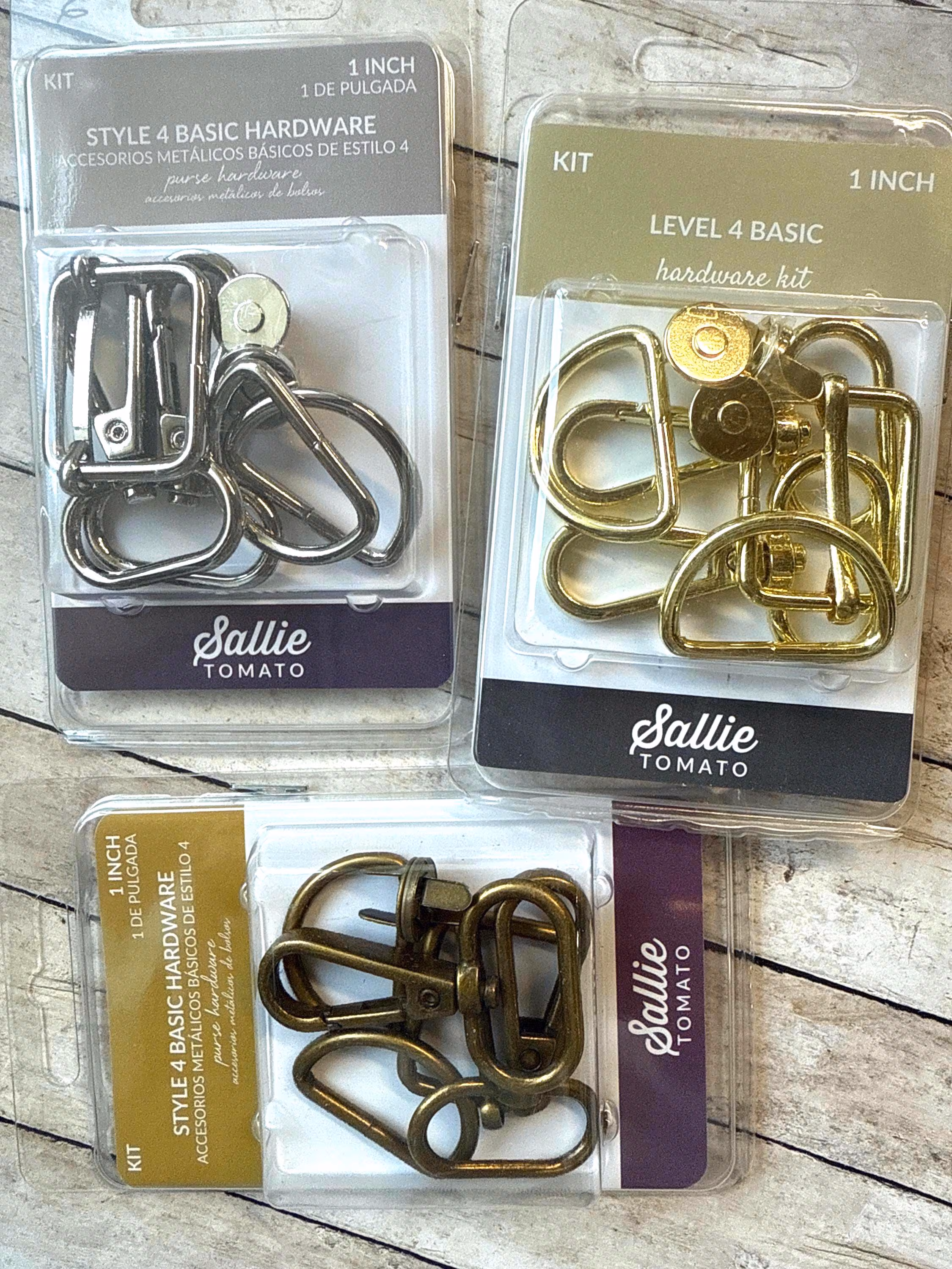 Sallie Tomato 1 inch Level 4 Hardware Kit, bag making hardware, nickel or antique, for our 1 inch strap options, hardware bundle, fast ship